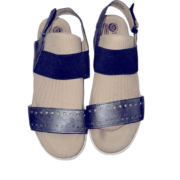 Earth Spirit Black & Tan Sandals Double Strap Design gelron cushion size 8 1/2 - Picture 1 of 6